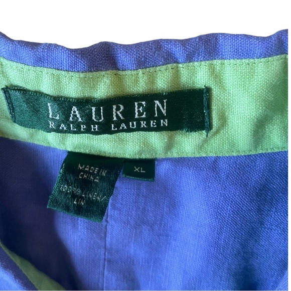 Lauren Ralph Lauren Linen Top Button Front Monogram Shirt Women’s Size XL A7 - Picture 6 of 8